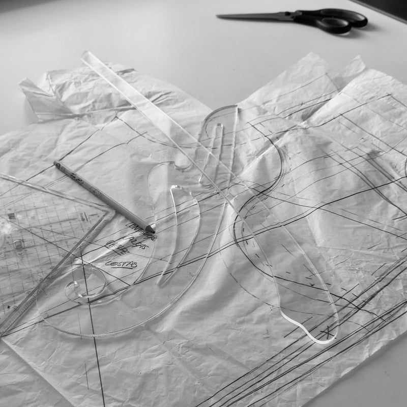 Molde plano em papel, visto de cima